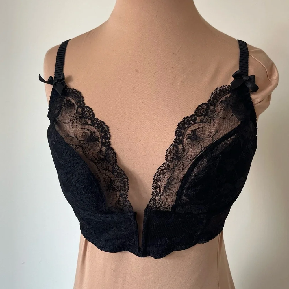 Agent Provocateur Wanda Black Lace Underwire Intimate Plunge V Bra NWT Size 36C - Picture 3 of 15